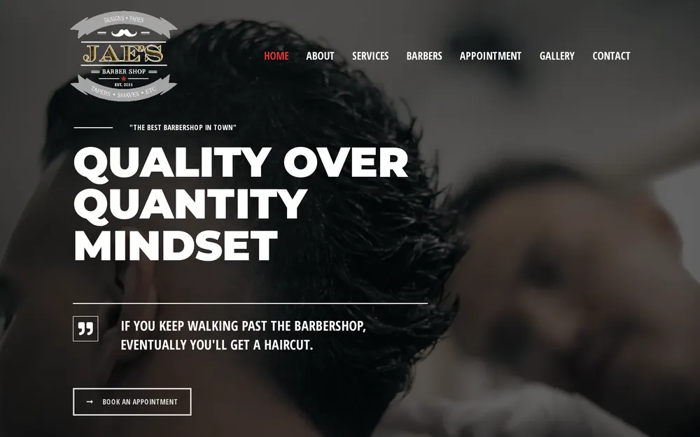 Jae's Barbershop website, built by UpscaleCorp