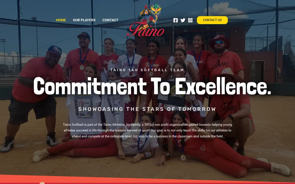 Taino Softball website, built by UpscaleCorp