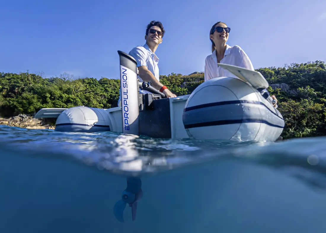 ePropulsion electric outboard on the water