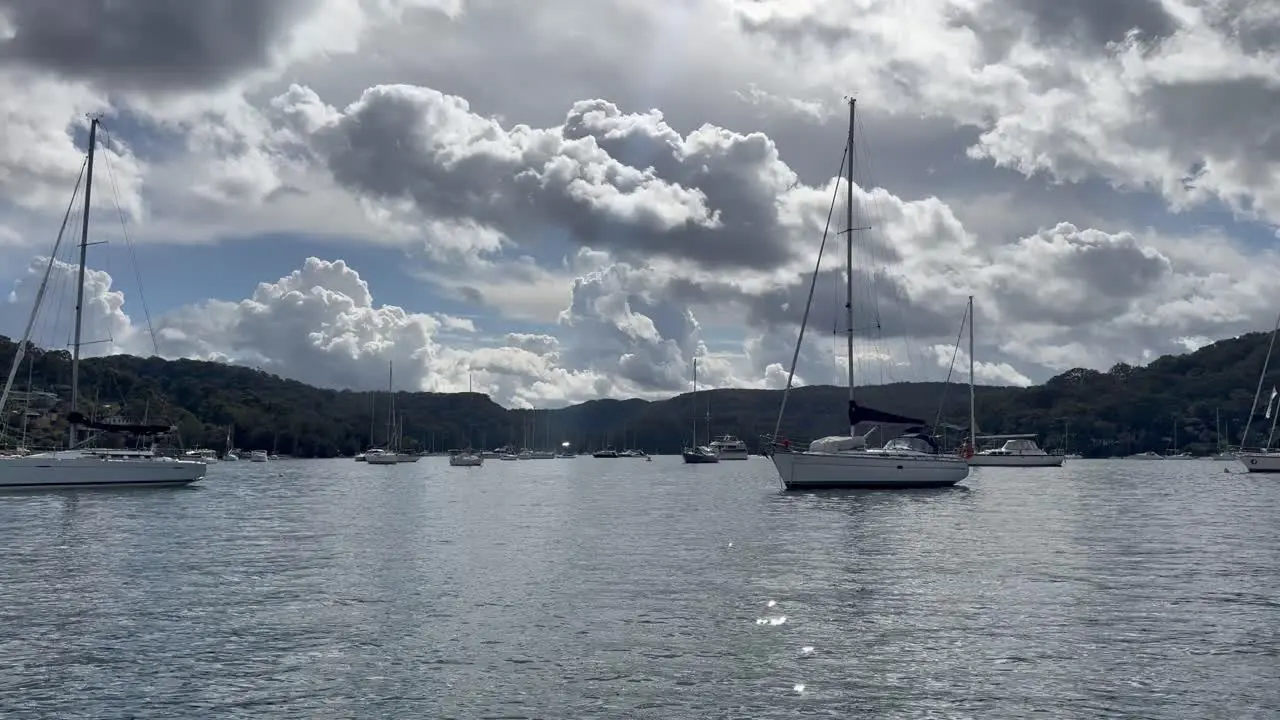 Boats at their moorings on Pittwater